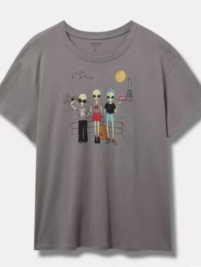 Torrid Relaxed Fit New York City Alien Tourist Grey Graphic Tee 1X 14 16